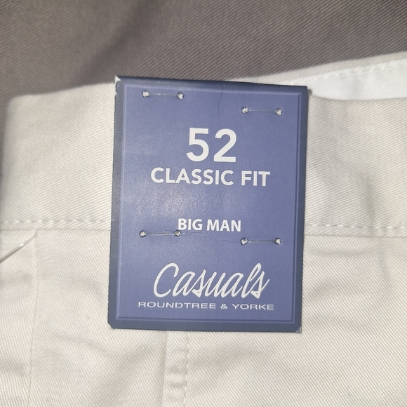 Roundtree and Yorke BigMan Classic Fit Casuals Men's White and Tan Shorts. NWT - Picture 3 of 16